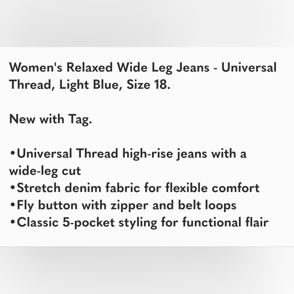 Universal Thread Blue Wide Leg Jeans - Picture 2 of 9
